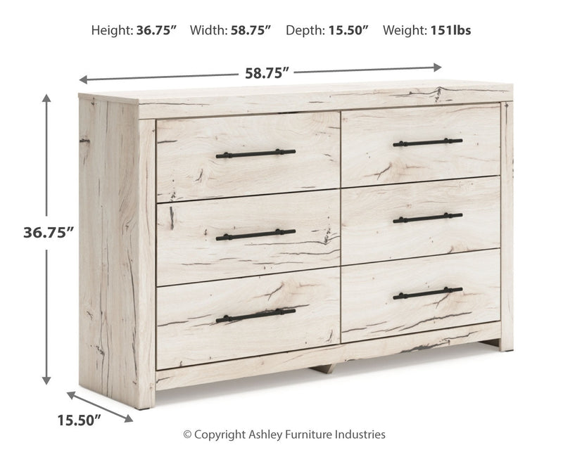 Lawroy Full Panel Headboard with Dresser and 2 Nightstands in Light Natural from Ashley - Luna Furniture