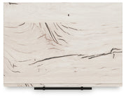 Lawroy Full Panel Headboard with Mirrored Dresser and 2 Nightstands in Light Natural from Ashley - Luna Furniture
