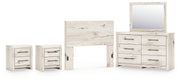 Lawroy Full Panel Headboard with Mirrored Dresser and 2 Nightstands in Light Natural from Ashley - Luna Furniture