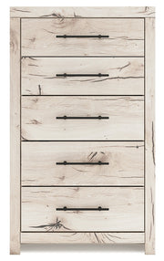 Lawroy Full Panel Headboard with Mirrored Dresser and Chest in Light Natural from Ashley - Luna Furniture