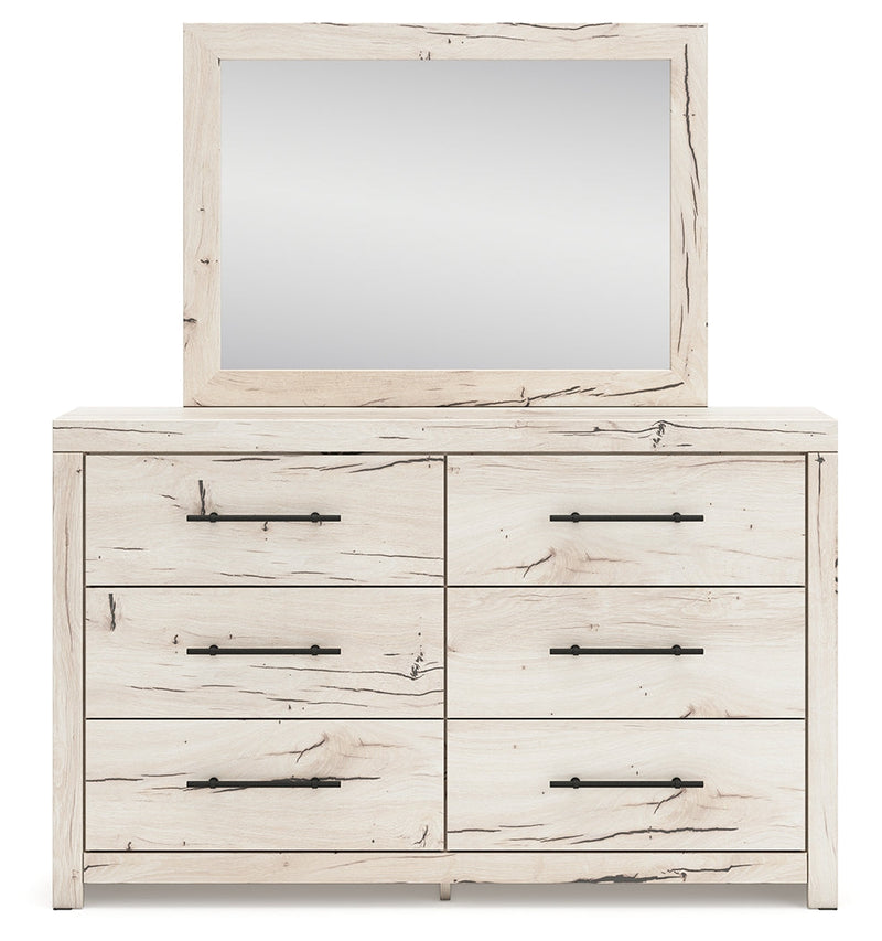Lawroy Full Panel Headboard with Mirrored Dresser and Nightstand in Light Natural from Ashley - Luna Furniture