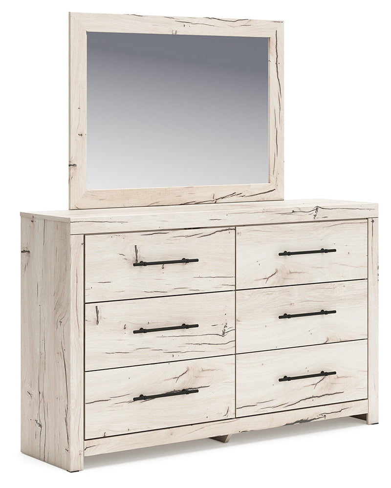 Lawroy Full Panel Headboard with Mirrored Dresser and Nightstand in Light Natural from Ashley - Luna Furniture