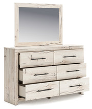 Lawroy Full Panel Headboard with Mirrored Dresser and Nightstand in Light Natural from Ashley - Luna Furniture
