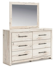 Lawroy Full Panel Headboard with Mirrored Dresser in Light Natural from Ashley - Luna Furniture