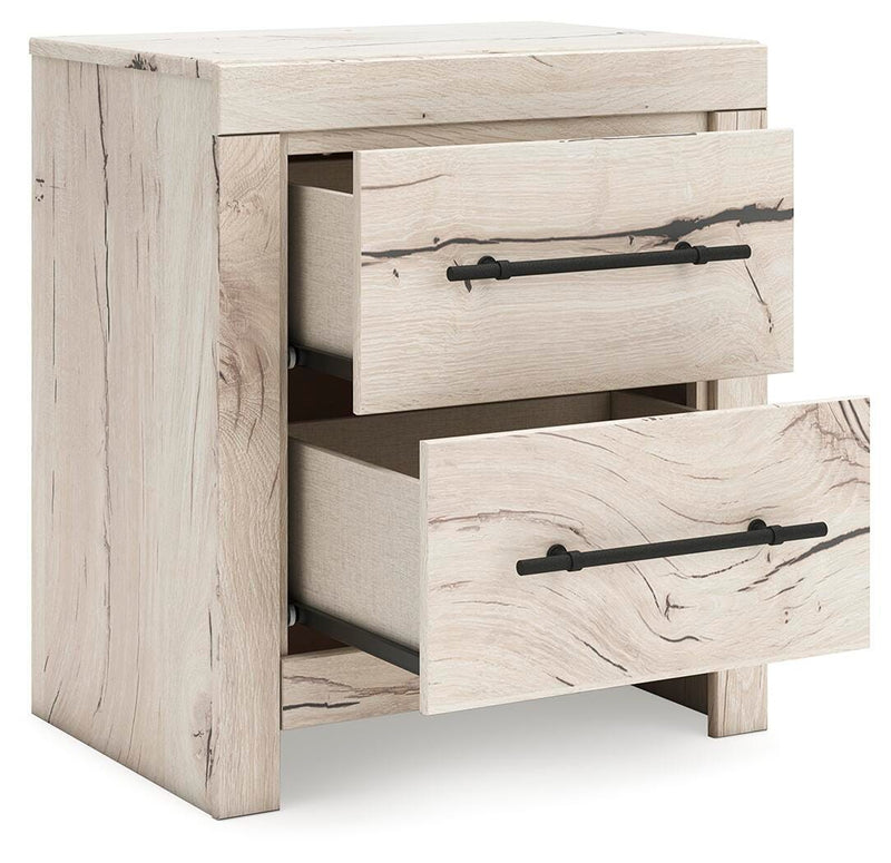 Lawroy Full Panel Storage Bed and 2 Nightstands in Light Natural - PKG020238
