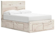 Lawroy Full Panel Storage Bed and 2 Nightstands in Light Natural - PKG020256
