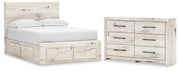 Lawroy Full Panel Storage Bed and Dresser in Light Natural - PKG020254