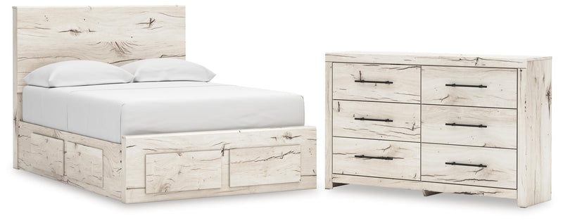 Lawroy Full Panel Storage Bed and Dresser in Light Natural - PKG020254