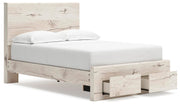 Lawroy Full Panel Storage Bed, Dresser, Mirror and 2 Nightstands in Light Natural - PKG020231