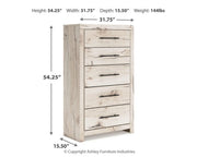 Lawroy Full Panel Storage Bed, Dresser, Mirror and Chest in Light Natural - PKG020252