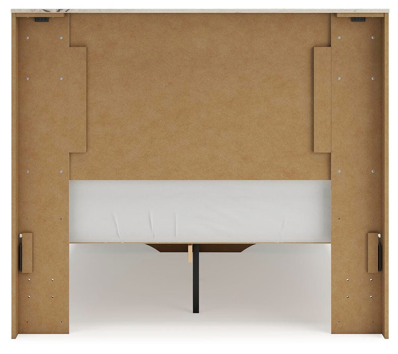 Lawroy Full Panel Storage Bed, Dresser, Mirror, Chest and Nightstand in Light Natural - PKG020235
