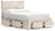 Lawroy Full Panel Storage Bed with Mirrored Dresser and Nightstand in Light Natural from Ashley - Luna Furniture
