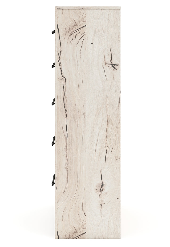 Lawroy Full Panel Storage Bed with Mirrored Dresser, Chest and 2 Nightstands in Light Natural from Ashley - Luna Furniture