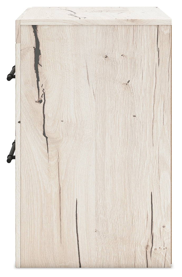 Lawroy Full Panel Storage Bed with Mirrored Dresser, Chest and 2 Nightstands in Light Natural from Ashley - Luna Furniture
