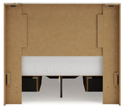 Lawroy Full Panel Storage Bed with Mirrored Dresser in Light Natural - PKG020248