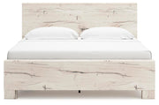 Lawroy King Panel Bed with Storage and 2 Nightstands in Light Natural - PKG020193