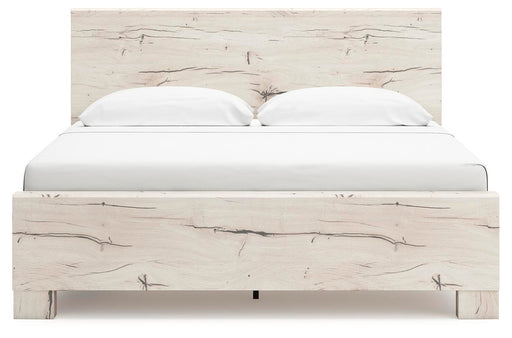 Lawroy King Panel Bed with Storage and 2 Nightstands in Light Natural - PKG020193