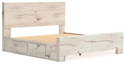 Lawroy King Panel Bed with Storage and 2 Nightstands in Light Natural - PKG020193
