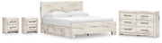 Lawroy King Panel Bed with Storage, Dresser and 2 Nightstands in Light Natural - PKG020192