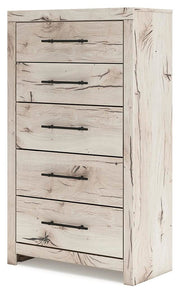 Lawroy King Panel Bed with Storage, Dresser, Mirror and Chest in Light Natural - PKG020189