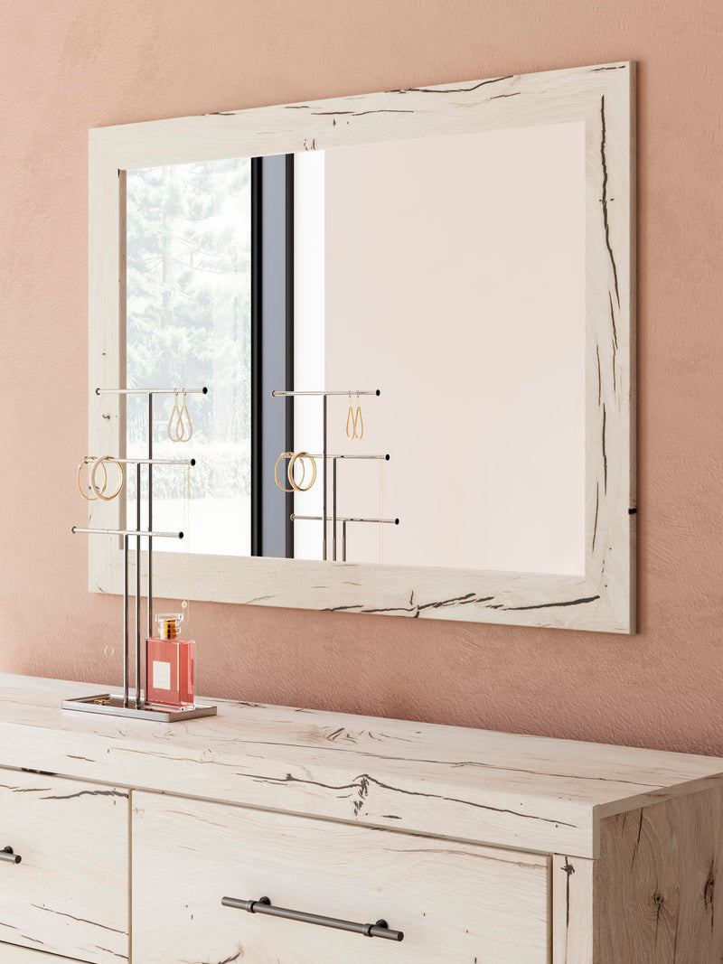 Lawroy King Panel Bed with Storage, Dresser, Mirror, Chest and Nightstand in Light Natural - PKG020199