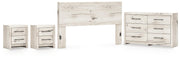 Lawroy King Panel Headboard, Dresser, Mirror and 2 Nightstands in Light Natural - PKG020519