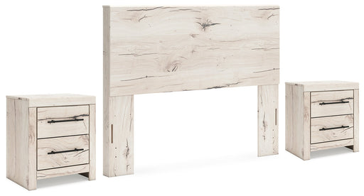 Lawroy King Panel Headboard with 2 Nightstands in Light Natural - PKG020520