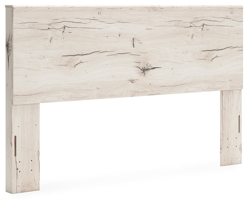 Lawroy King Panel Headboard with Mirrored Dresser and Nightstand in Light Natural from Ashley - Luna Furniture
