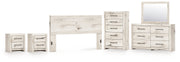 Lawroy King Panel Headboard with Mirrored Dresser, Chest and 2 Nightstands in Light Natural from Ashley - Luna Furniture