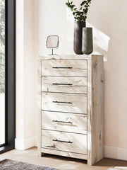 Lawroy King Panel Headboard with Mirrored Dresser, Chest and Nightstand in Light Natural from Ashley - Luna Furniture