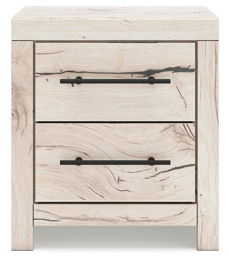 Lawroy King Panel Storage Bed and 2 Nightstands in Light Natural - PKG020211