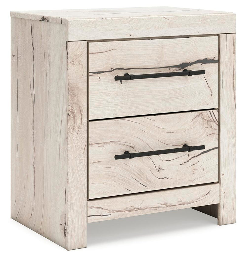 Lawroy King Panel Storage Bed and 2 Nightstands in Light Natural - PKG020211
