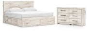 Lawroy King Panel Storage Bed and Dresser in Light Natural - PKG020209