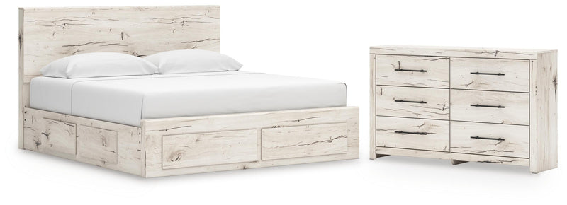 Lawroy King Panel Storage Bed and Dresser in Light Natural - PKG020209