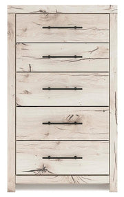Lawroy King Panel Storage Bed, Dresser, Mirror and Chest in Light Natural - PKG020207
