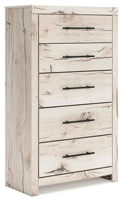 Lawroy King Panel Storage Bed, Dresser, Mirror and Chest in Light Natural - PKG020207