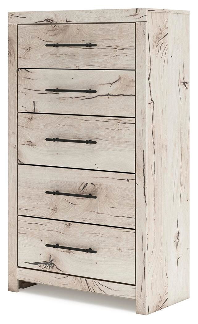 Lawroy King Panel Storage Bed, Dresser, Mirror and Chest in Light Natural - PKG020207