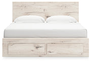 Lawroy King Panel Storage Bed with 2 Nightstands in Light Natural from Ashley - Luna Furniture