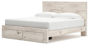 Lawroy King Panel Storage Bed with 2 Nightstands in Light Natural from Ashley - Luna Furniture