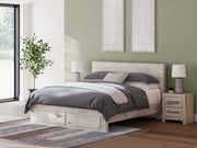 Lawroy King Panel Storage Bed with 2 Nightstands in Light Natural from Ashley - Luna Furniture