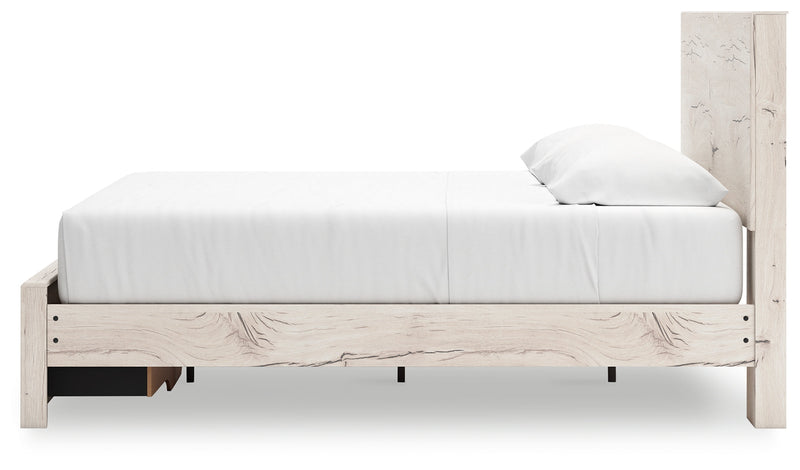 Lawroy King Panel Storage Bed with 2 Nightstands in Light Natural from Ashley - Luna Furniture