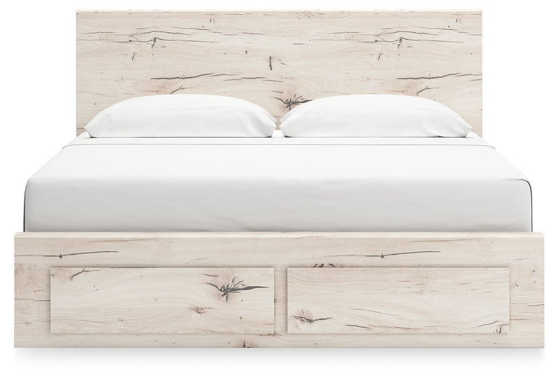 Lawroy King Panel Storage Bed with Dresser in Light Natural from Ashley - Luna Furniture