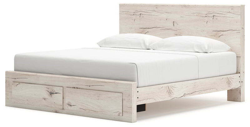 Lawroy King Panel Storage Bed with Dresser in Light Natural from Ashley - Luna Furniture