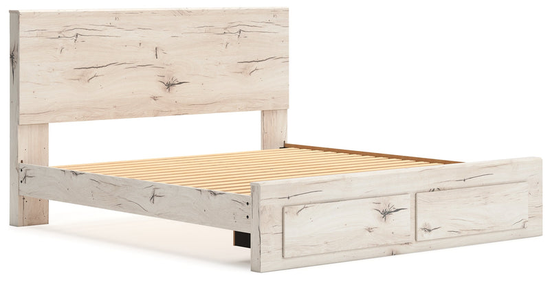 Lawroy King Panel Storage Bed with Dresser in Light Natural from Ashley - Luna Furniture