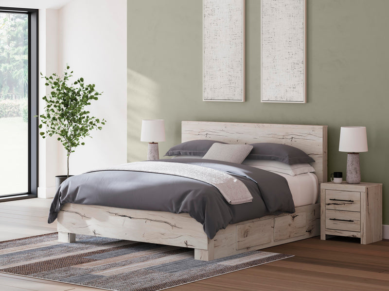Lawroy Light Natural King Panel Bed with Storage - B2310B12