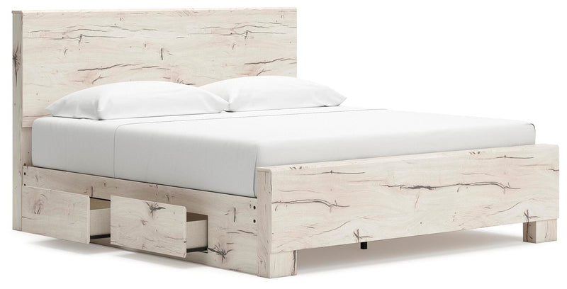 Lawroy Light Natural King Panel Bed with Storage - B2310B12