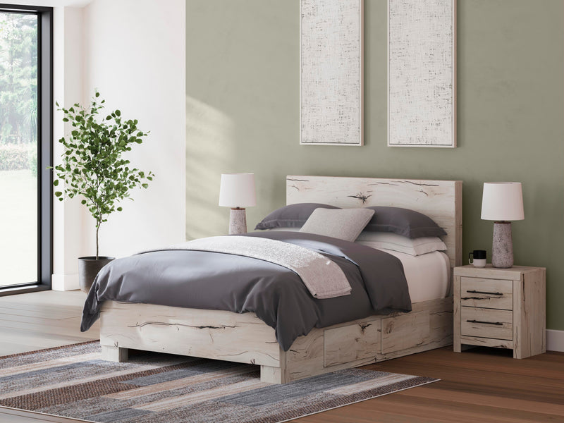 Lawroy Light Natural Queen Panel Bed with Storage - B2310B8