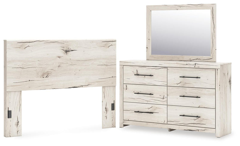 Lawroy Light Natural Queen Panel Headboard, Dresser and Mirror - B2310B25