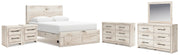 Lawroy Light Natural Queen Storage Bed, 2 Dressers, Mirror and 2 Nightstands - B2310B49