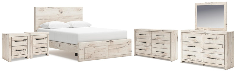 Lawroy Light Natural Queen Storage Bed, 2 Dressers, Mirror and 2 Nightstands - B2310B49